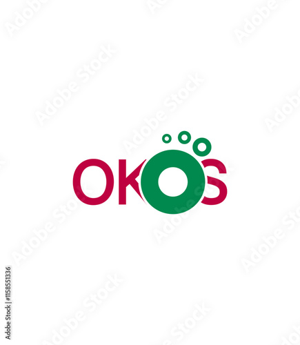 Vibrant and playful Okos logo. Ideal for innovative, creative, and colorful branding projects.