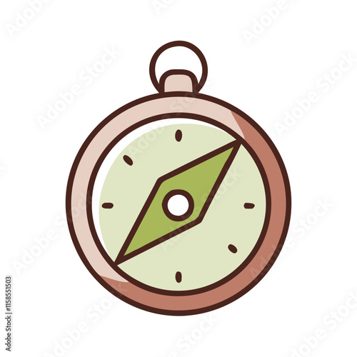 Compass illustration in a minimalist style with green accents