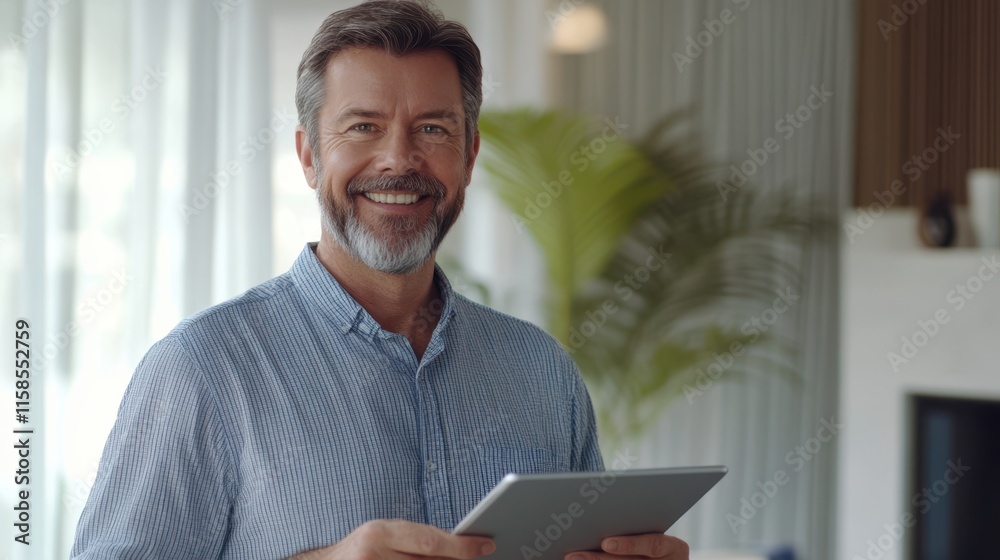Fototapeta premium The Smiling Man with Tablet