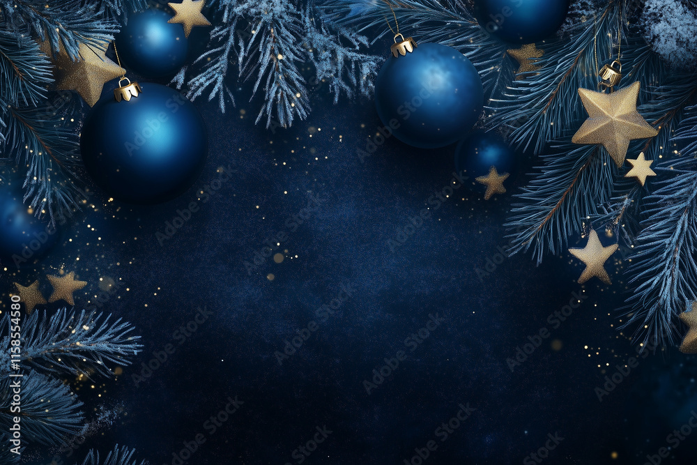 Elegant Christmas and New Year Banner with Blue Baubles, Golden Stars, Frosted Pine Branches, and Festive Holiday Copy Space for Seasonal Invitations and Web Design
Elegant Christmas and New Year Banner with Blue Baubles, Golden Stars, Frosted Pine Branches, and Festive Holiday Copy Space for Seasonal Invitations and Web Design