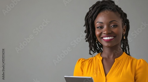 The Smiling Woman with Tablet