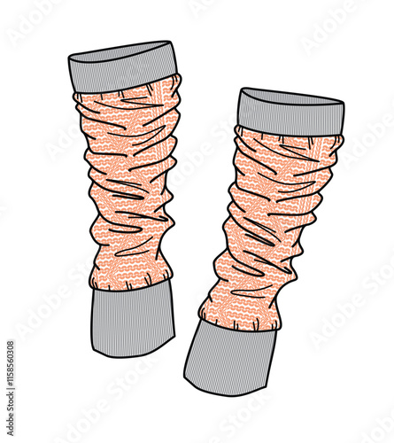 Leg warmers vector design mockup template technical flat sketch.