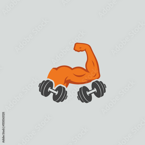 Muscular bodybuilders and fitness vector logos.
