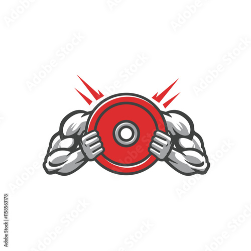 Muscular bodybuilders and fitness vector logos.