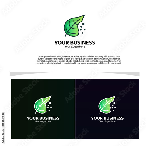 Wallpaper Mural minimalist logo featuring a vibrant green leaf with a gentle bite mark on one edge for your business Torontodigital.ca