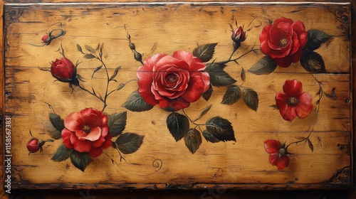 Roses Painted on Wood photo