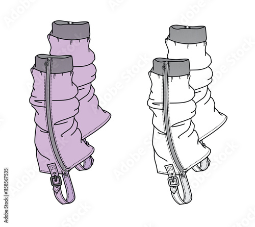 Zipper leg warmers vector design mockup template.