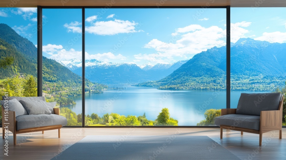 Serene Lake View Switzerland Landscape Photography Modern Interior Daylight Nature's Beauty Serene Lake View Switzerland Landscape Photography Modern Interior Daylight Nature's Beauty