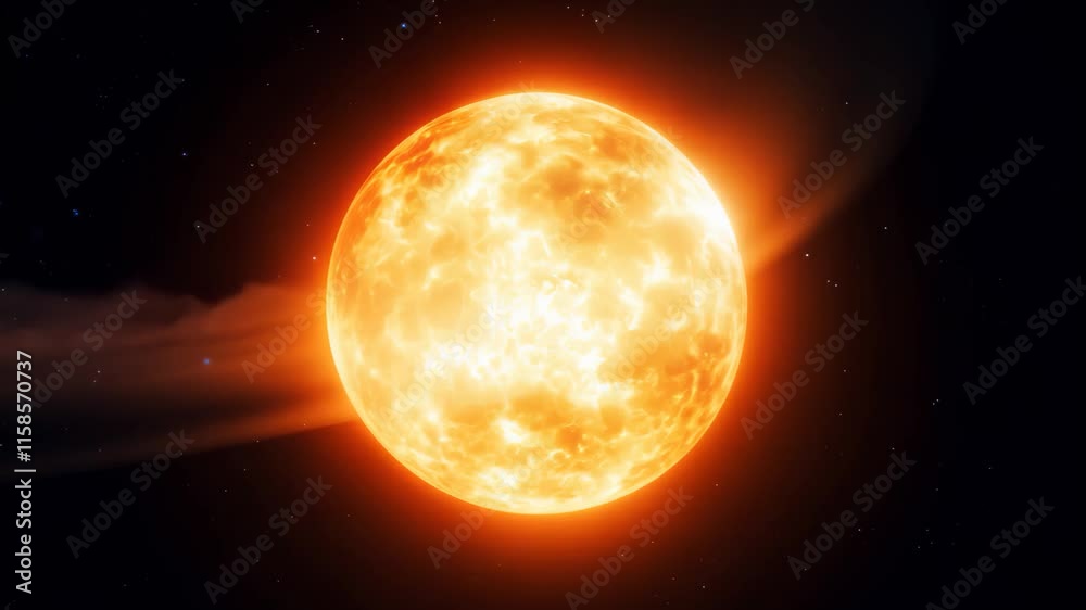 A dynamic and detailed view of the Sun in space, showcasing its fiery orange surface, with vivid plasma flares and streams against a dark starry background, symbolizing energy and cosmic magnificence A dynamic and detailed view of the Sun in space, showcasing its fiery orange surface, with vivid plasma flares and streams against a dark starry background, symbolizing energy and cosmic magnificence