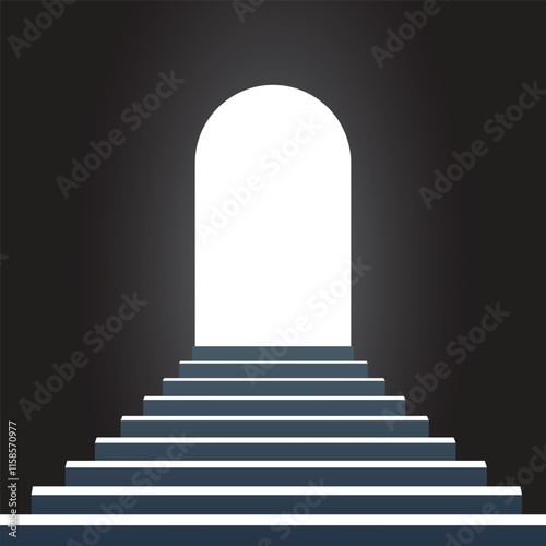 Open door with light icon in flat style. Dark room vector illustration on isolated background. Doorway entrance sign business concept.
