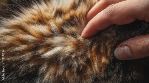 Close-Up of Soft Animal Fur Under Gentle Touch photo