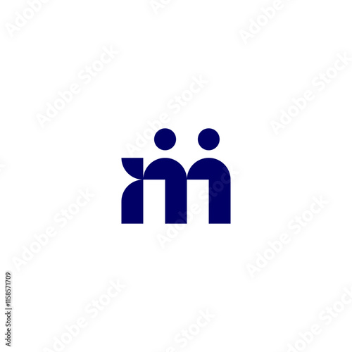 Letter M people Logo Design. Creative Connecting human graphic concept Vector Logo Illustration