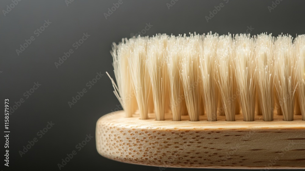 Close-Up of Wooden Brush with Soft Bristles Close-Up of Wooden Brush with Soft Bristles
