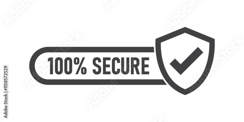 100% secure icon in flat style. Privacy guarantee vector illustration on isolated background. Safety risk sign business concept.