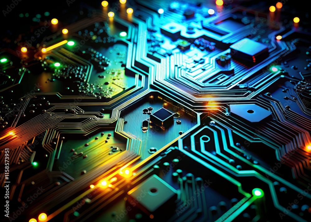 Fototapeta premium Advanced Circuitry Silhouette Photography: Dark Art, Electronic, Tech, Abstract