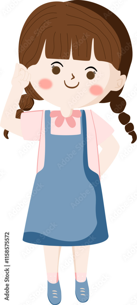 Cute Cartoon Girl with Braided Hair Cute Cartoon Girl with Braided Hair