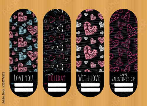 Adobe Illustrator Artwork, cute vector heart doodle, sticker for a box with a place for an address, for a loved one