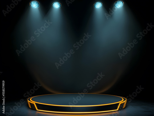 Dynamic stage setup for performing arts event theater digital media dark environment center stage viewpoint creative expression photo