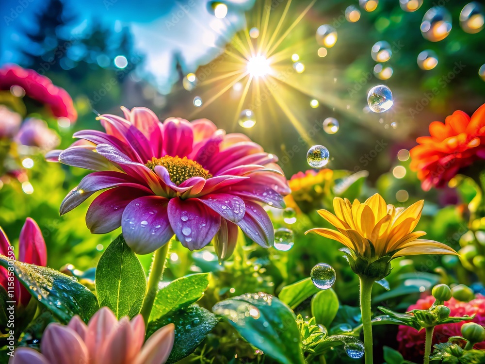 Mai's World: Worm's-Eye View of a Lush Garden - Digital Art Mai's World: Worm's-Eye View of a Lush Garden - Digital Art