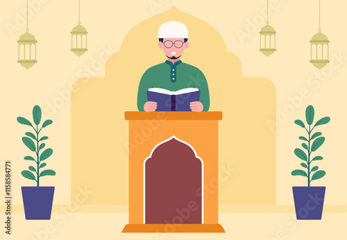 Imam muslim in Ramadan Kareem vector design illustration