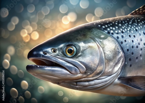 Salmon Fish Image: High-Resolution , Eye-Level View, Generative AI photo