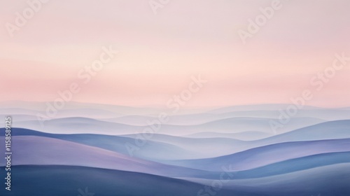 Serene Lavender Hills: A Misty Dawn Landscape