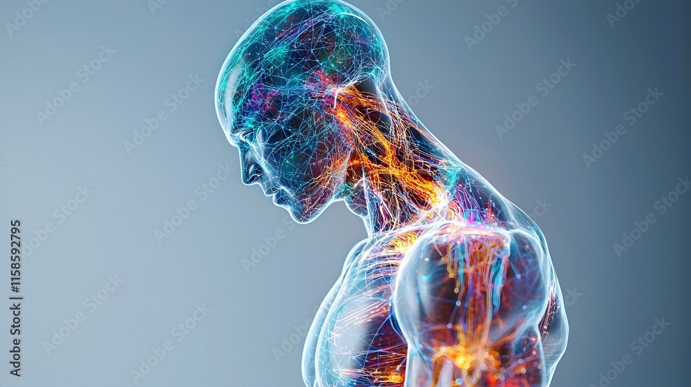 Human Anatomy Connected with Colorful Neural Activity Human Anatomy Connected with Colorful Neural Activity