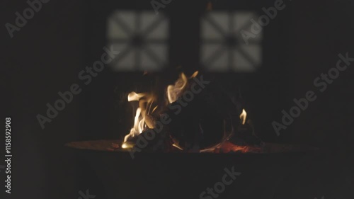 Sacred Eternal Flame in Zoroastrian Fire Temple. Atash Behram at the Fire Temple of Yazd in Iran, Established 1934. Dance of fire symbolizes sacred traditions. ProRes 422 ungraded C-LOG 10 bit color