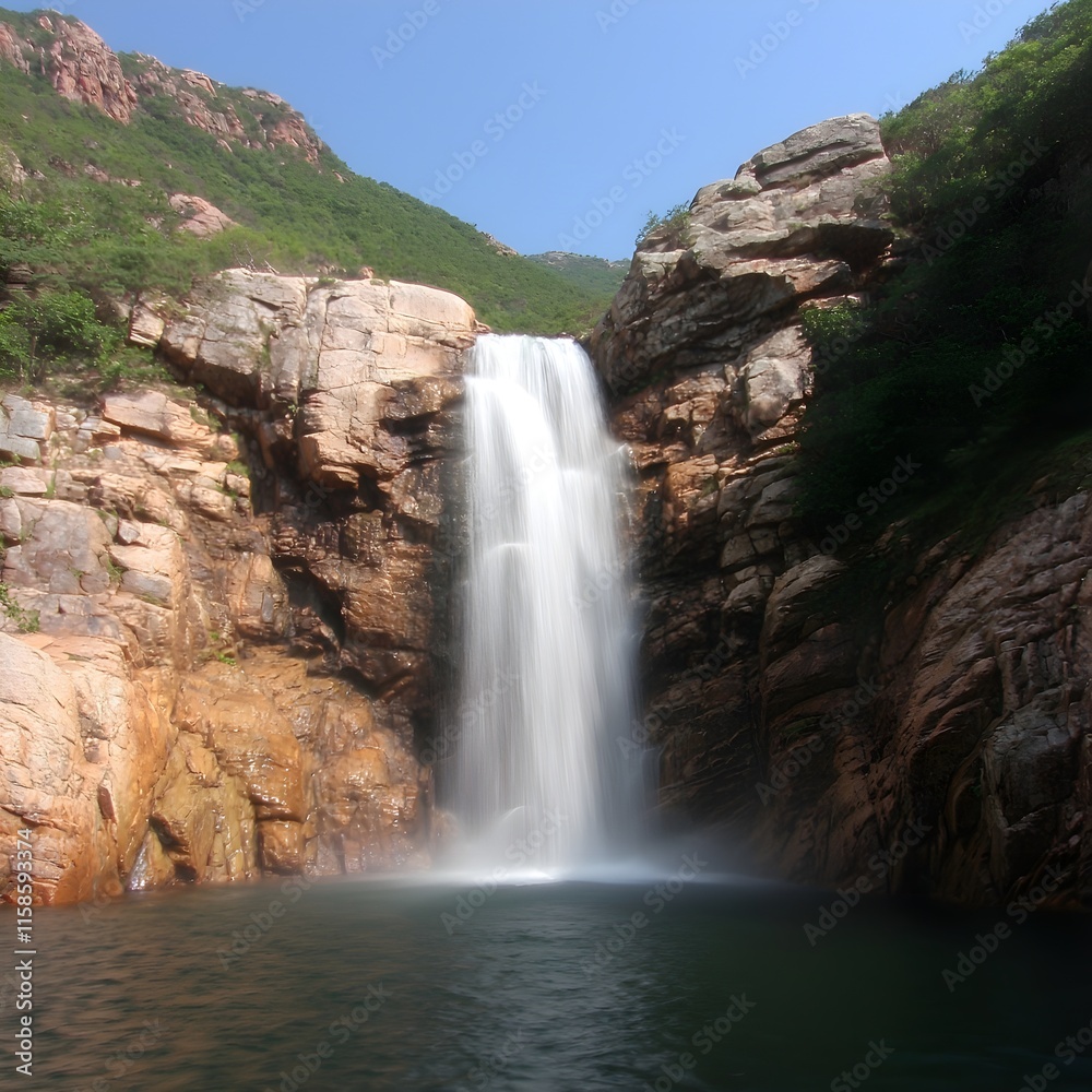 Majestic waterfall cascading into a serene pool Majestic waterfall cascading into a serene pool