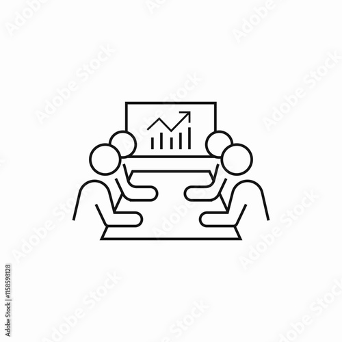 Business team meeting presentation board icon vector sign