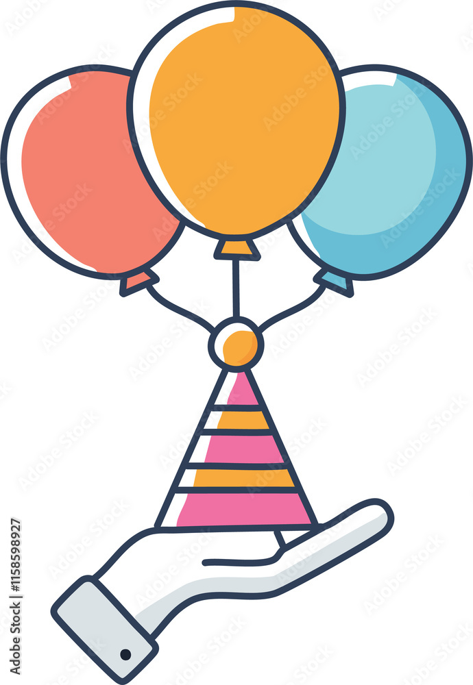 Balloon cloud computing concept illustration, Birthday Balloon celebration