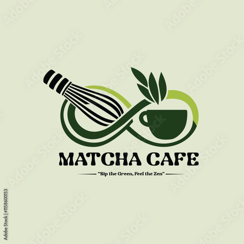 Matcha tea badge concept
