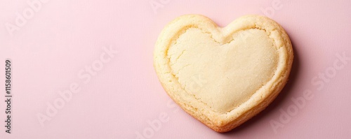 Pastel cookies idea. Delicious heart-shaped cookie on a soft pink background, perfect for any occasion.