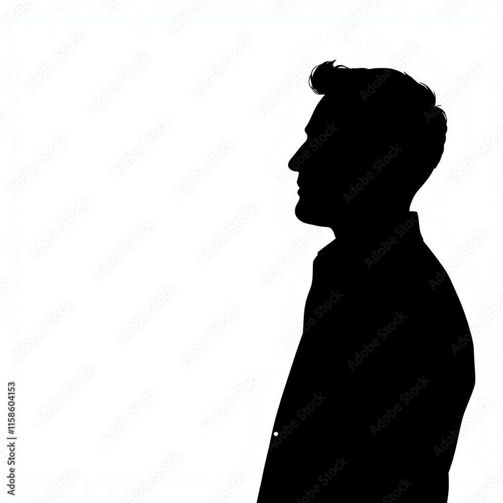 Mysterious Male Silhouette: A Profile in Black and White Mysterious Male Silhouette: A Profile in Black and White