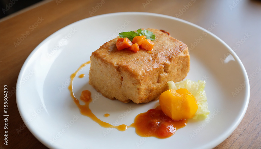 Stinky tofu in a rustic style in warm colors with copy space Stinky tofu in a rustic style in warm colors with copy space