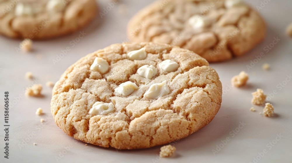 Pastel cookies concept. Delicious white chocolate chip cookie on a marble surface, tempting and freshly baked. Pastel cookies concept. Delicious white chocolate chip cookie on a marble surface, tempting and freshly baked.