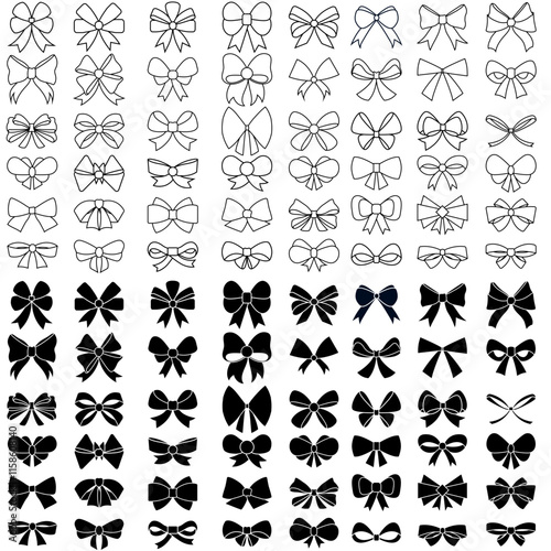 Ribbon bow icon vector set. Bow illustration sign collection. Hair bow symbol. Ribbon logo.