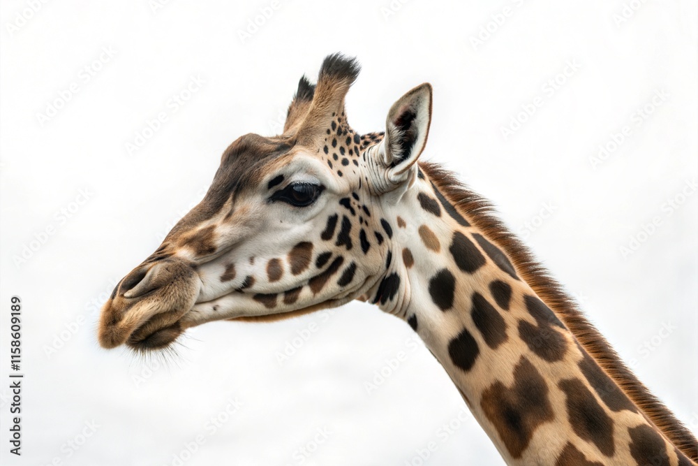 Isolated giraffe head on a white background. Isolated giraffe head on a white background.