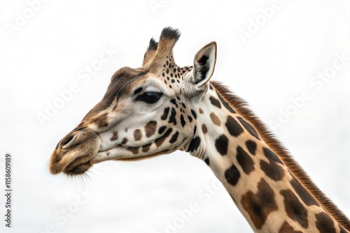 isolated on looking wild giraff head with white background photo