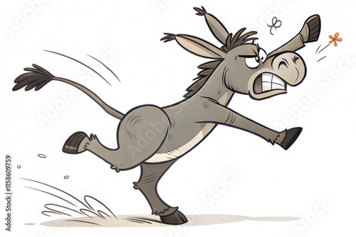 Illustration of an angry donkey kicking