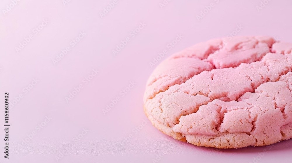 Pastel cookies concept. A delicious pink cookie isolated against a soft pastel backdrop. Pastel cookies concept. A delicious pink cookie isolated against a soft pastel backdrop.