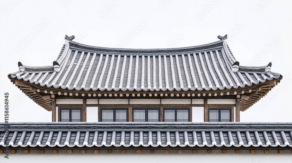 Traditional Korean palace wall, Hanok building Traditional Korean palace wall, Hanok building