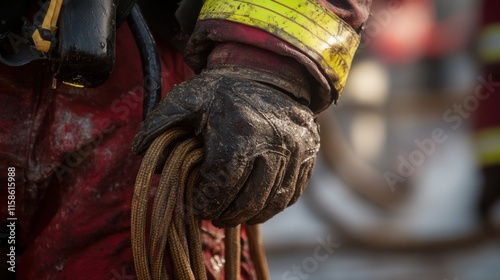 Firefighter Training with Rescue Tool in Natural Light