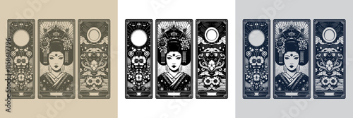 bold geisha playing card tattoo design