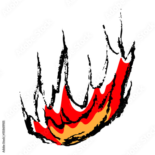 筆タッチの手描きの炎のイラスト