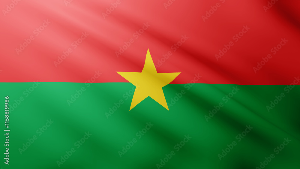 Waving flag of Burkina Faso. National flag of Burkina Faso background Waving flag of Burkina Faso. National flag of Burkina Faso background