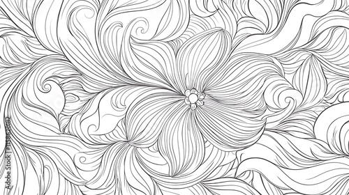 A whimsical hand-drawn floral seamless pattern in vector format, showcasing intricate linework on a white background. 