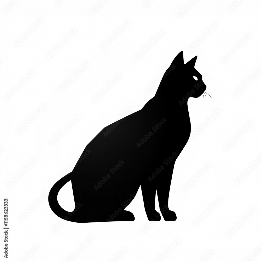 Elegant Black Cat Silhouette: A Simple, Striking Image Elegant Black Cat Silhouette: A Simple, Striking Image