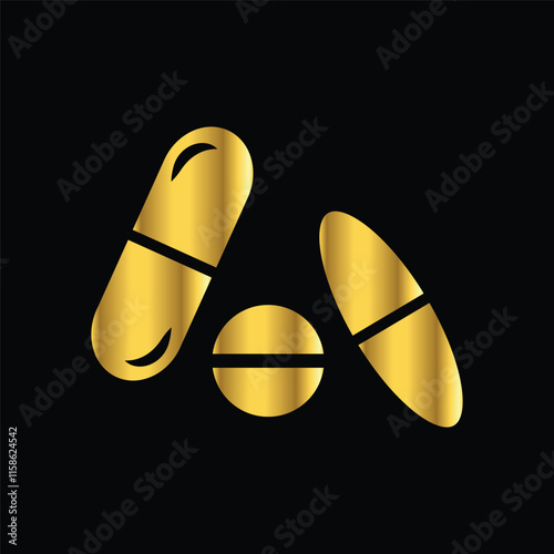 high quality modern gold color capsule icon with minimalist design for digital and print projects