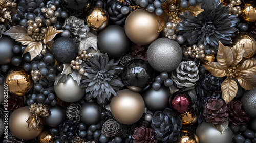 A stylish background for Christmas featuring grey tones and subtle design elements, creating a calm and elegant atmosphere. Perfect for card designs and holiday decorations